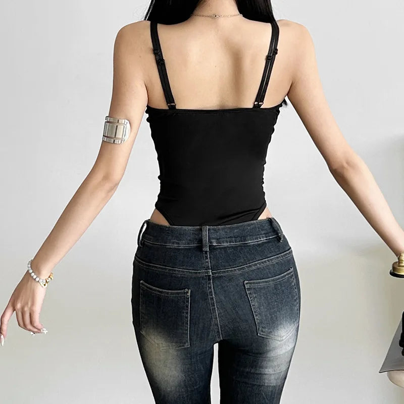 Body en dentelle transparente et résille pour femmes