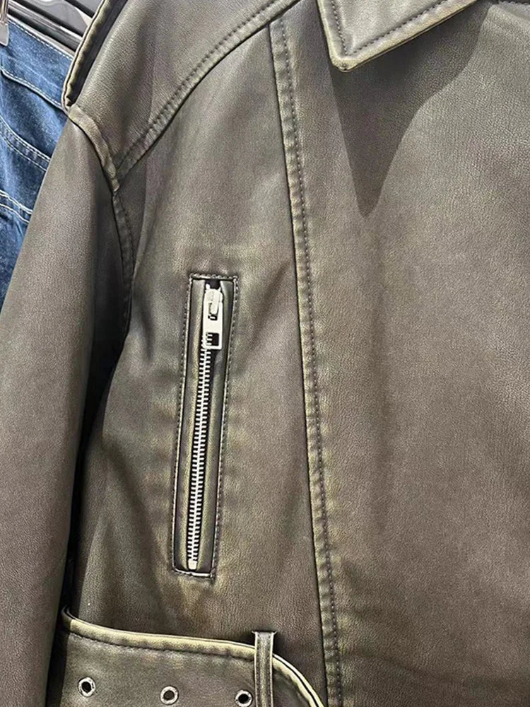Veste courte en similicuir PU pour femmes