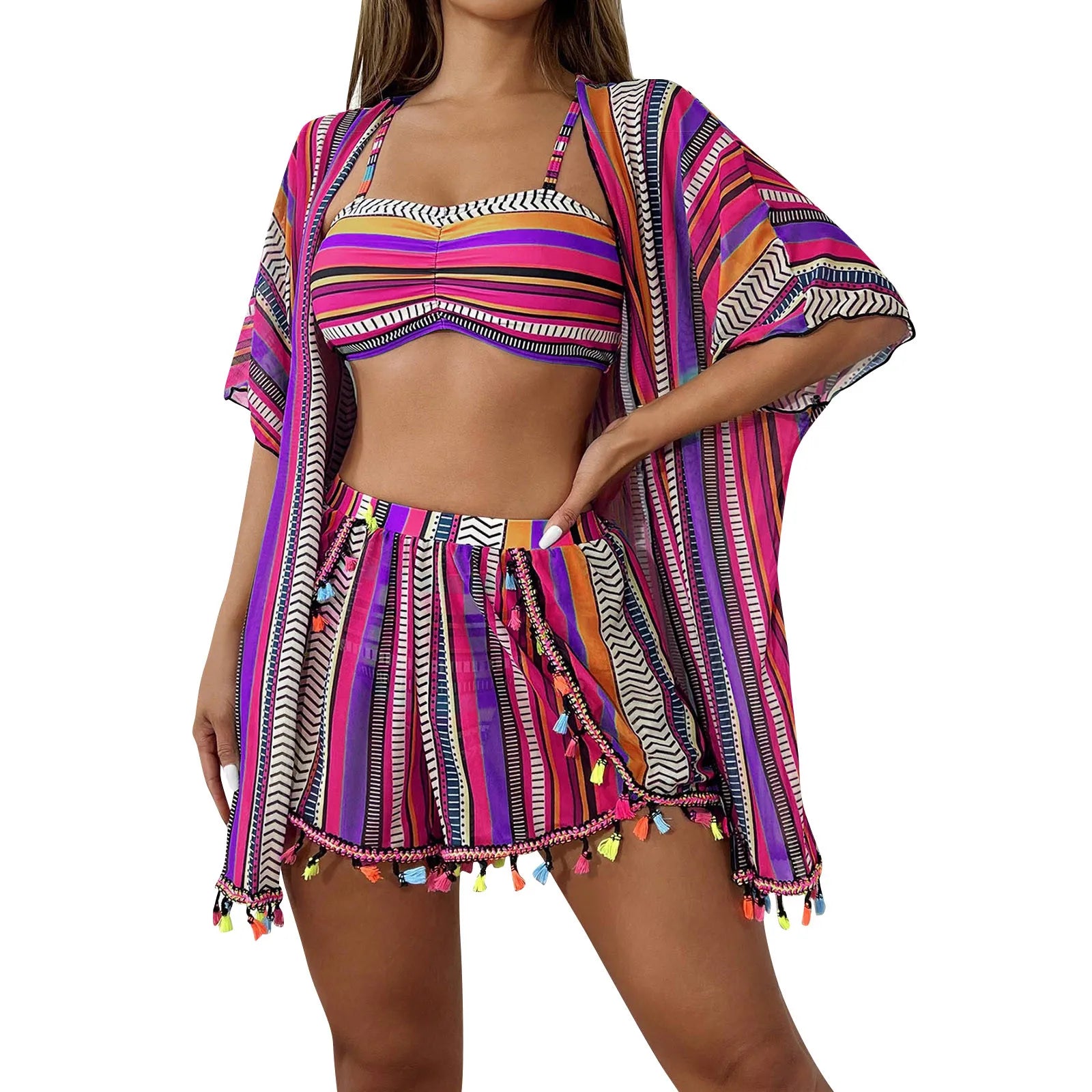 Maillots de bain 4 pièces taille haute pour femmes