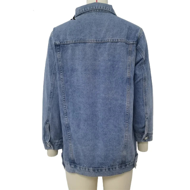 Veste en Jean Vintage Femme – Coupe Ample et Revers