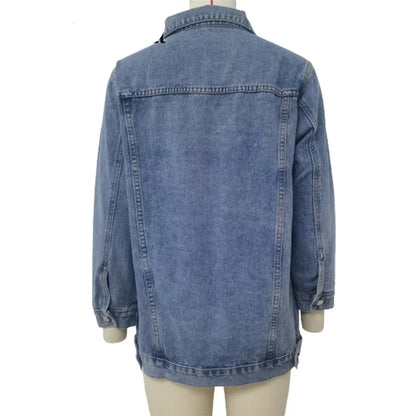 Veste en Jean Vintage Femme – Coupe Ample et Revers