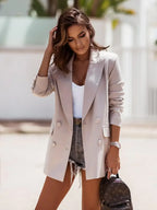 Manteau à manches longues et col croisé pour femmes