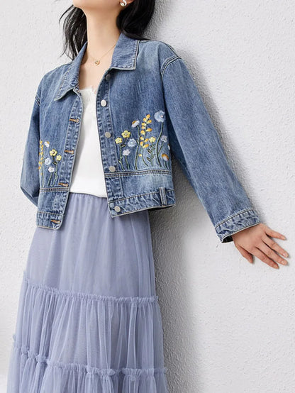 Veste en Jean Femme – Broderies Florales