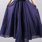 Jupe maxi en lin taille haute pour femmes