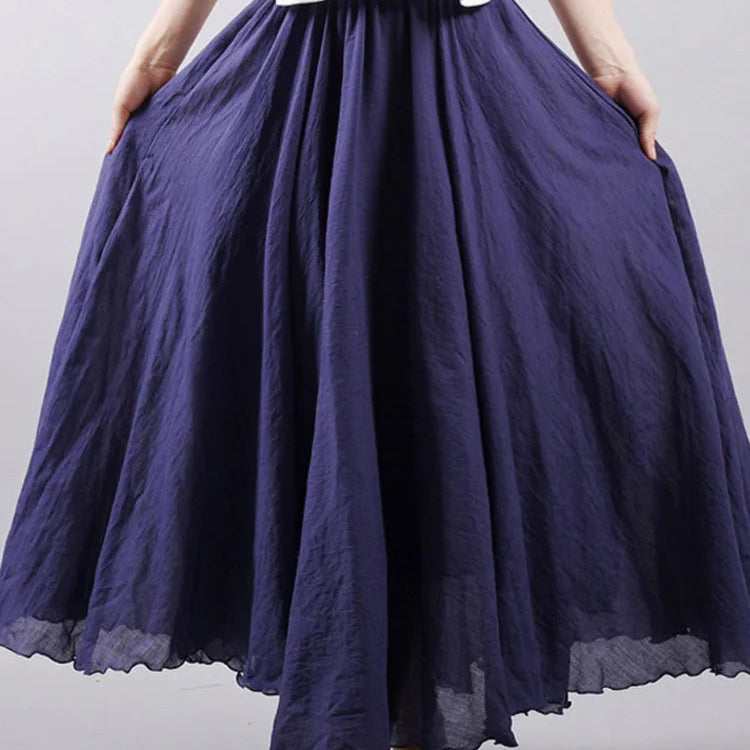 Jupe maxi en lin taille haute pour femmes