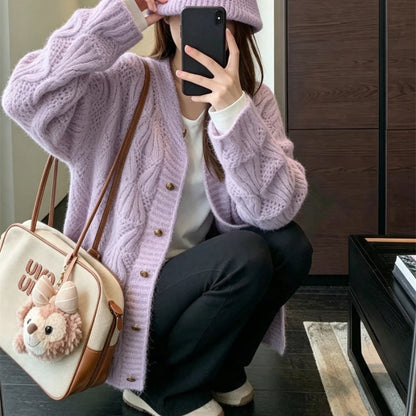Cardigan en Maille Femme – Style Coréen Chic