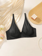Soutien-gorge demi-tasse de couleur unie lisse pour femmes