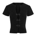 T-shirt vintage  à boucles ouvertes sur le devant pour femmes