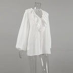 Chemise décontracté à col en v pour femmes