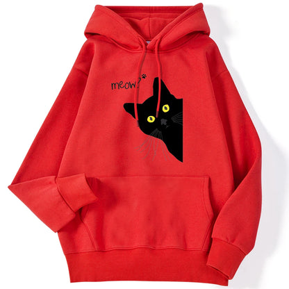 Sweat à Capuche Femme – Imprimé Chat Noir Meow