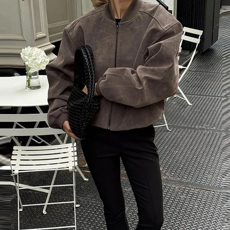 Veste à fermeture éclair et manches longues pour femmes