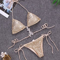 Maillot de bain deux pièces à paillettes brillantes pour femmes