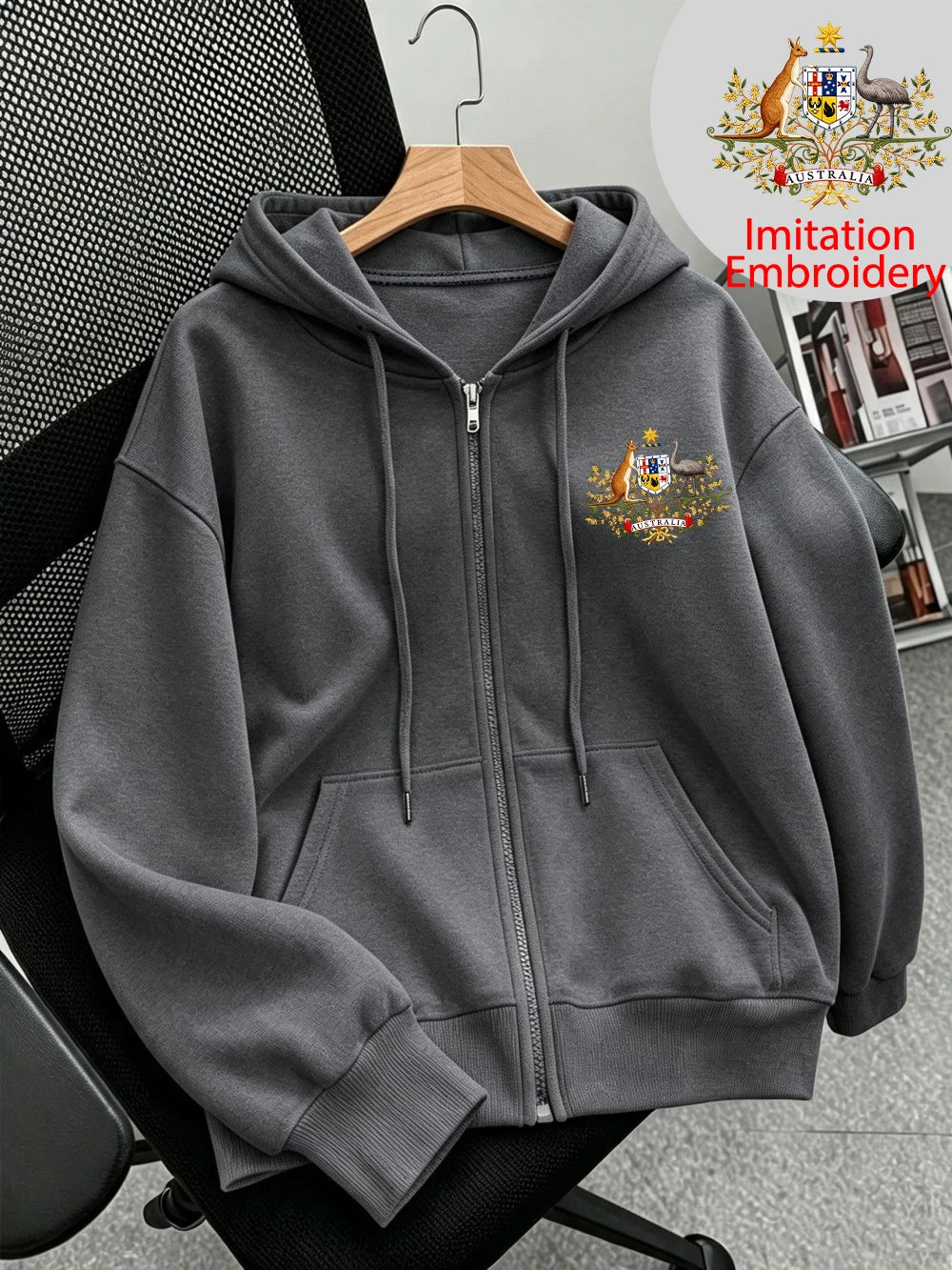 Sweat à capuche zippé imprimé Basics Australia pour femmes