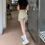 Short baggy court en jean pour femmes