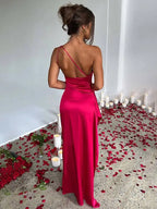 Robe longue en satin pour femmes