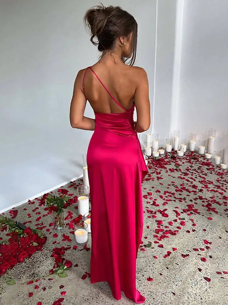 Robe longue en satin pour femmes