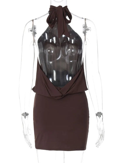Mini-robe femme moulante dos nu à col halter