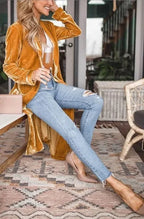 Veste longue en velours pour femmes