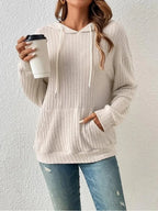 Pull en tricot à capuche rayé et manches longues pour femmes