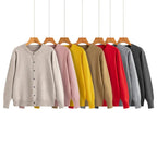 Cardigan tricoté à col rond pour femmes