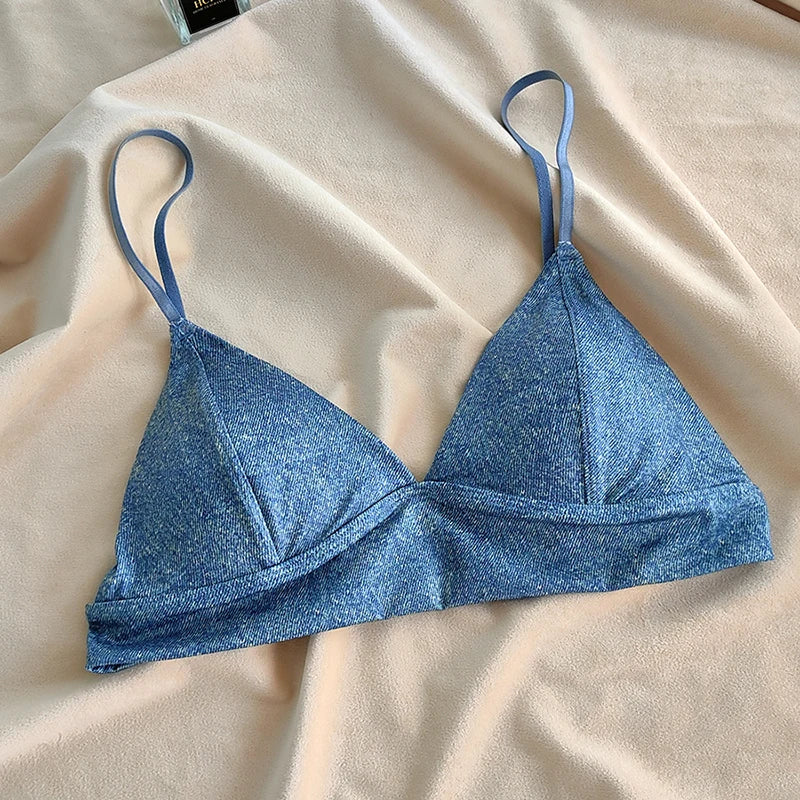 Soutien-gorge triangle sans coutures imprimé léopard pour femmes