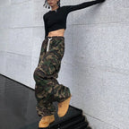 Pantalon cargo camouflage 100 % coton pur pour femmes