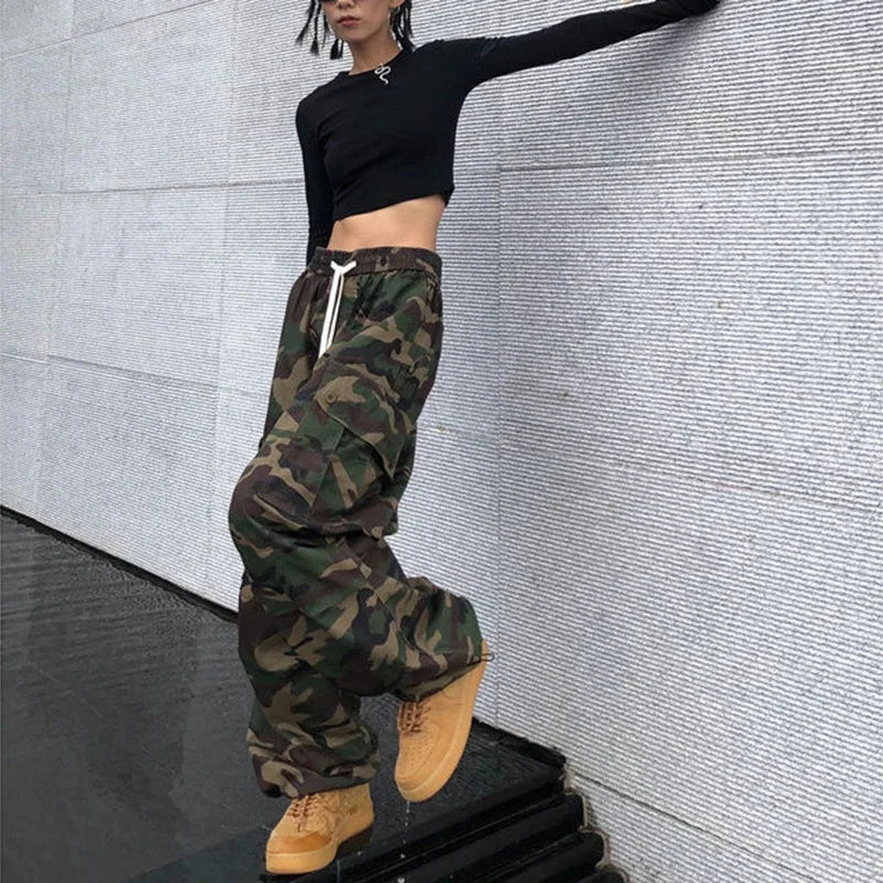 Pantalon cargo camouflage 100 % coton pur pour femmes