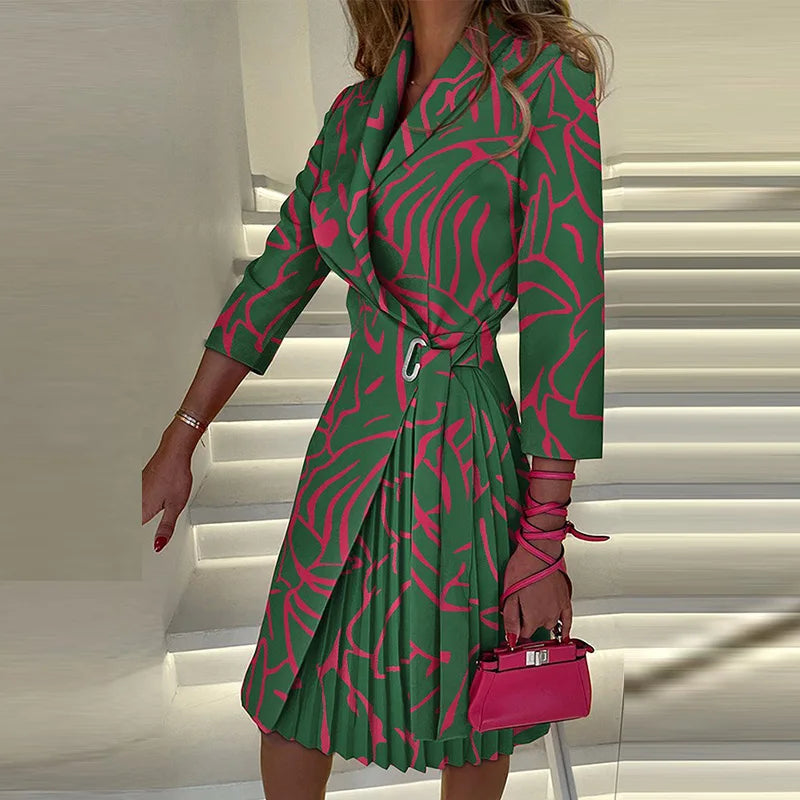 Robe de soirée à manches trois quarts et col en V pour femmes
