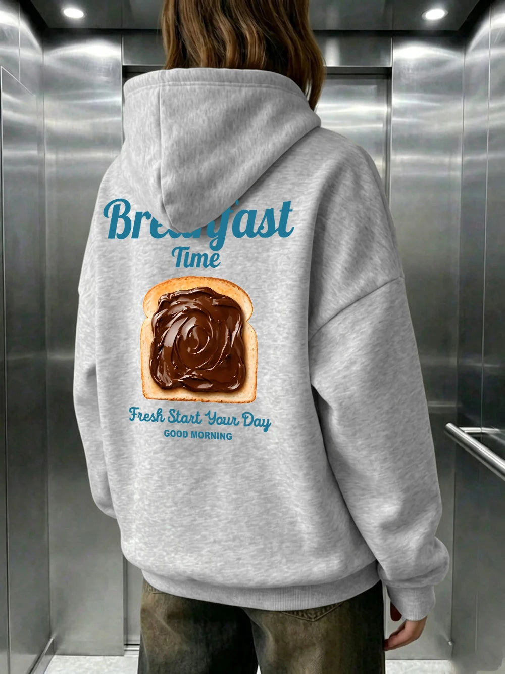 Sweat-shirt à capuche imprimé « Chocolate Toast Breakfast » pour femmes
