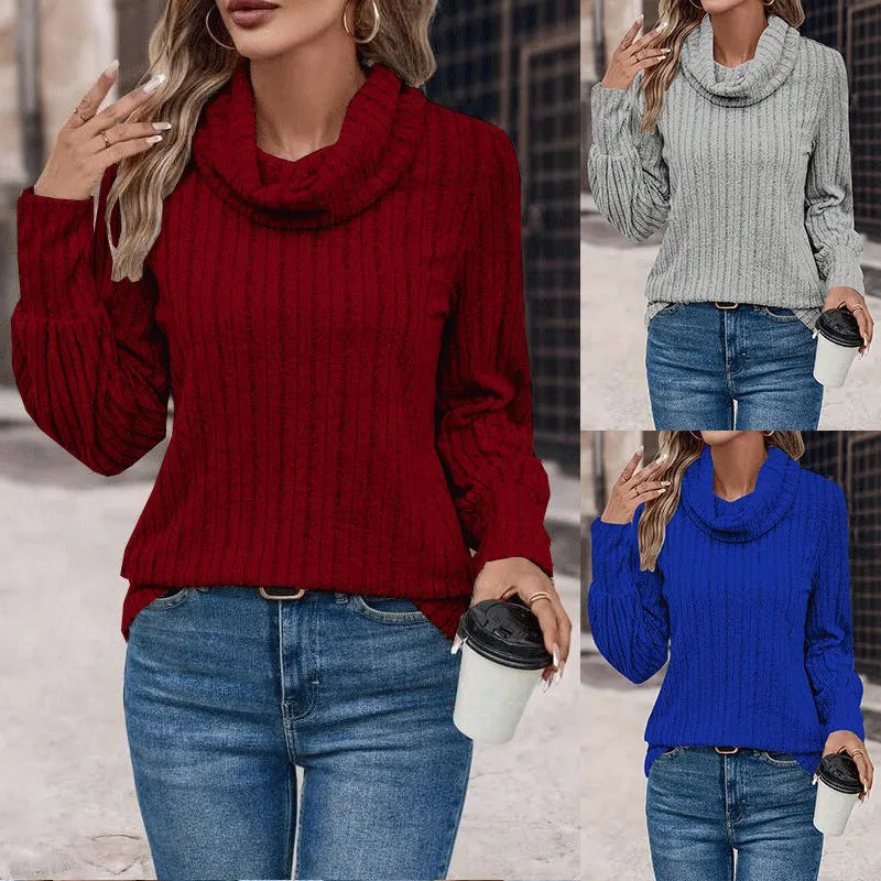 T-shirt décontracté et tendance à col montant pour femmes