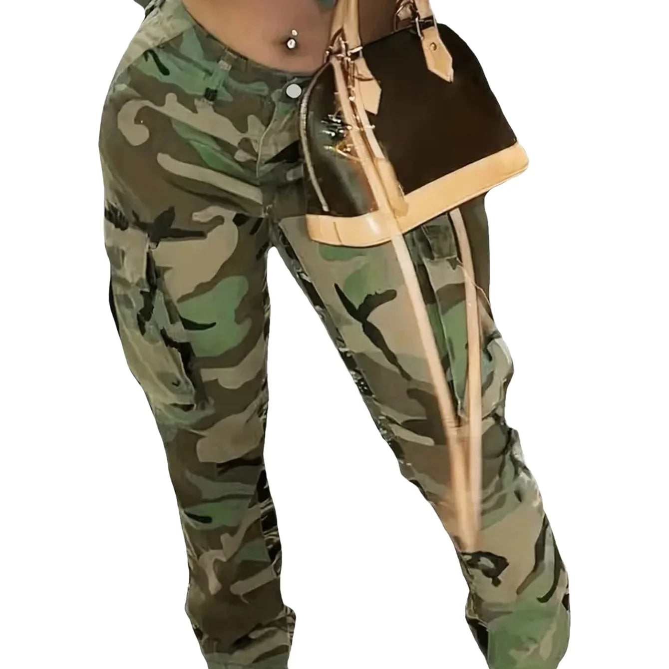 Pantalon camouflage taille haute pour femmes