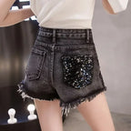 Short en jean à paillettes pour femmes