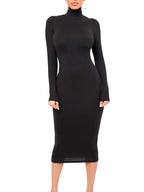 Robe à manches longues et col roulé pour femmes