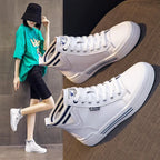 Basket montantes polyvalentes en cuir véritable pour femmes
