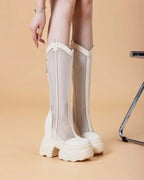 Bottes genou haute à plate-forme pour femmes