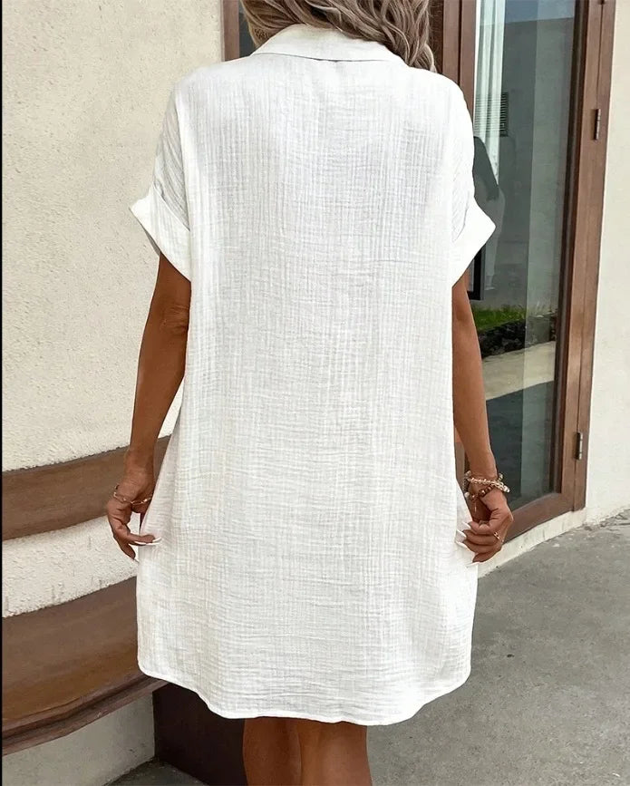 Robe minimaliste à boutons et col en v pour femmes