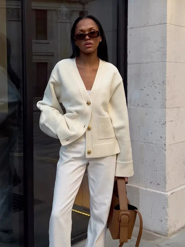 Cardigan décontracté à col en V pour femmes