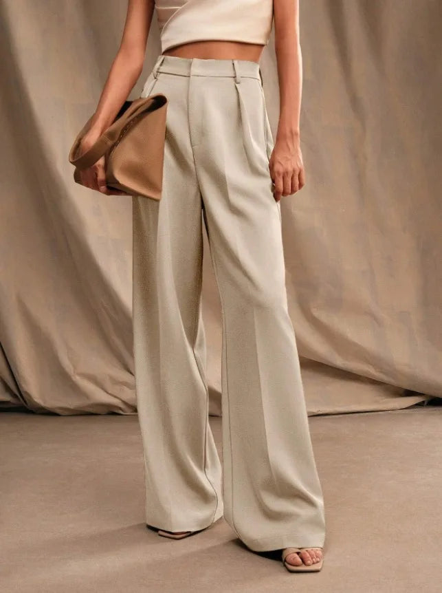 Pantalon de Costume Femme – Taille Haute et Jambes Larges