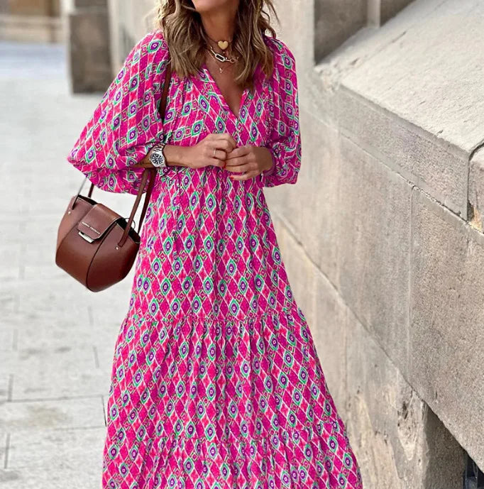 Robe longue à manches bouffantes pour femmes