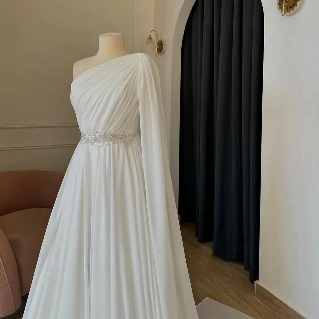 Robe de mariée longue en mousseline de soie pour femmes