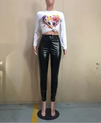 Legging Crayon Femme – Similicuir Taille Haute