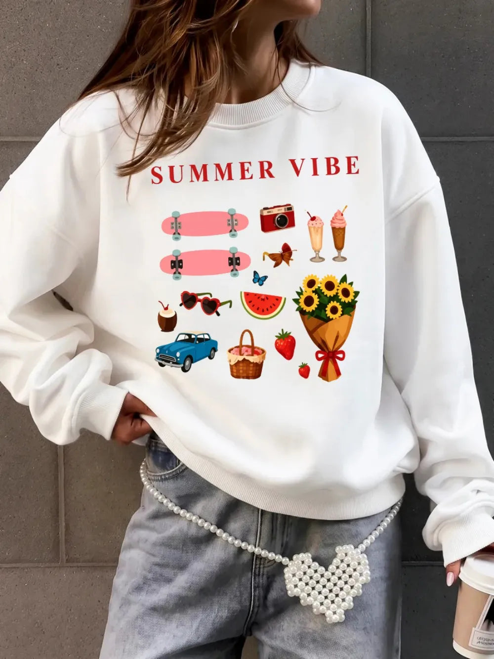 Sweat-shirts imprimés à motifs estivaux pour femmes