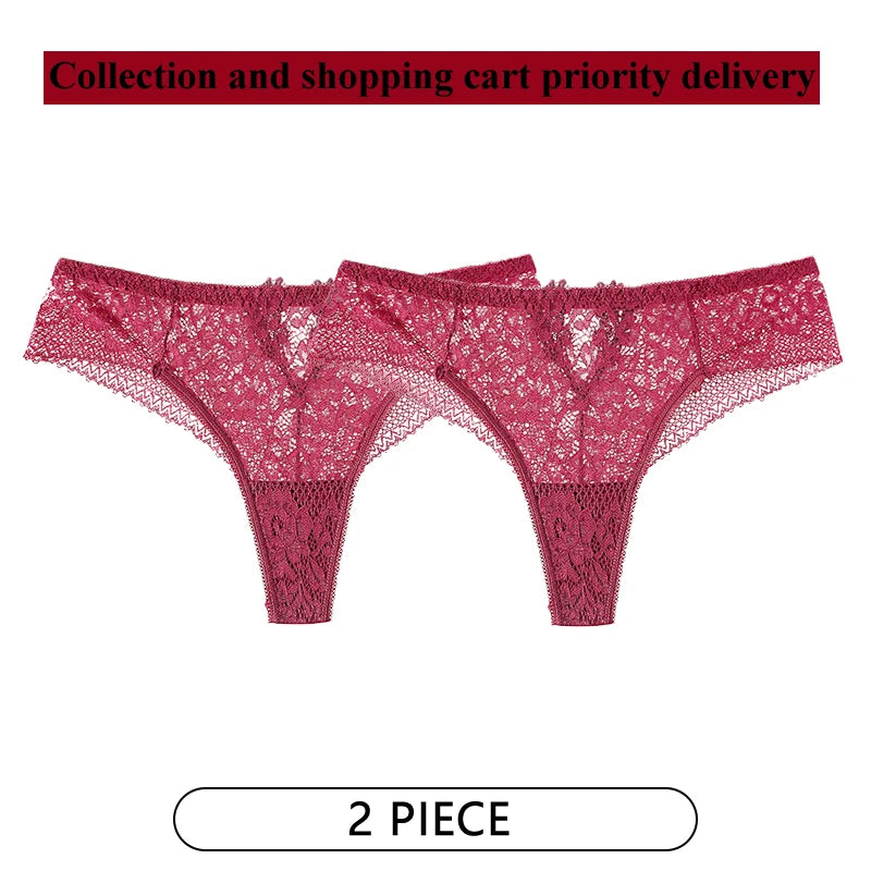 String sexy en dentelle brodée pour femmes