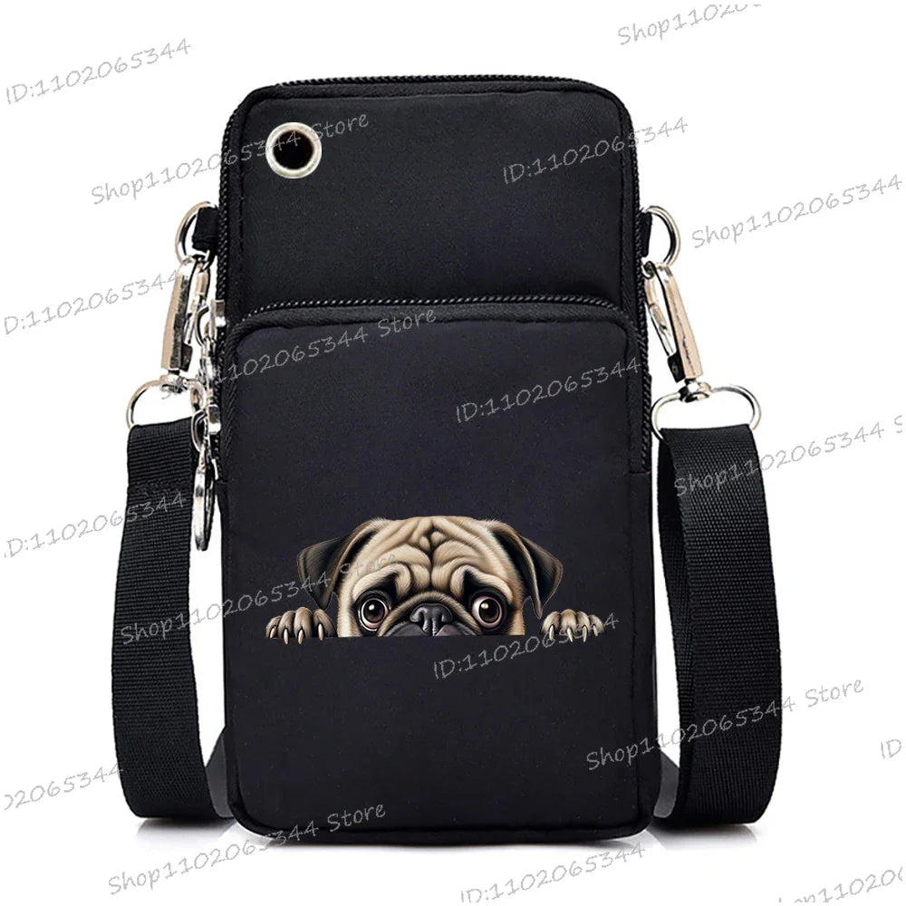 Sac à main pour téléphone portable imprimé chien 3D pour femmes