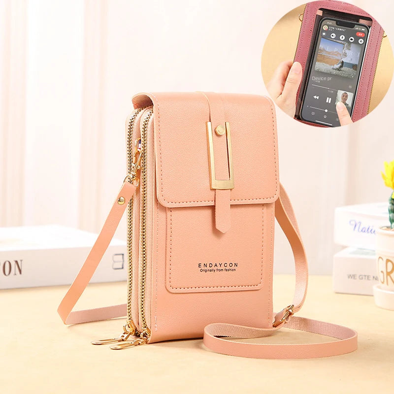 Sac à main en cuir souple téléphone portable pour femmes