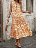 Robe imprimée florale sans manches et col en v pour femmes