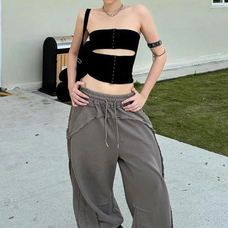 Haut Bustier Ajouré Femme – Coupe Courte et Dos Nu