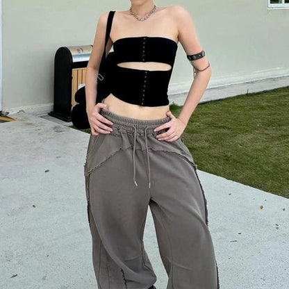 Haut Bustier Ajouré Femme – Coupe Courte et Dos Nu