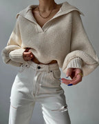 Pull court en tricot vintage pour femmes