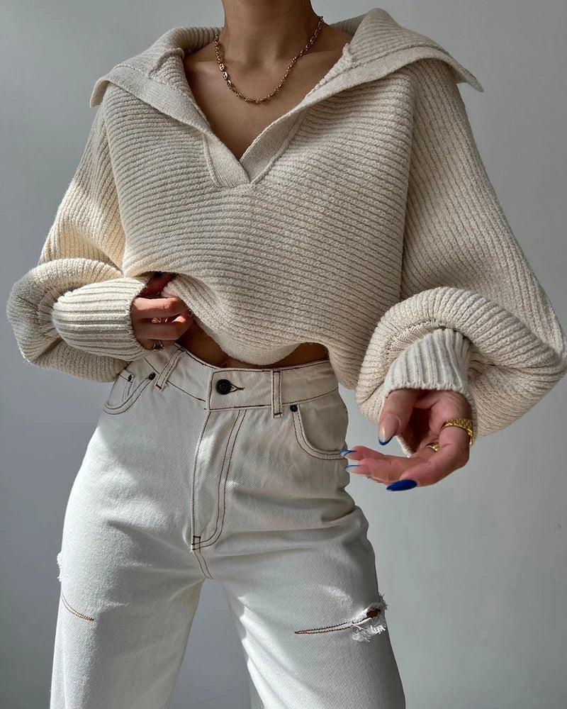 Pull court en tricot vintage pour femmes